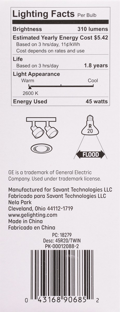 slide 8 of 9, GE 45 Watts Soft White Indoor Floodlights Light Bulbs Value Pack 2 ea, 2 ct