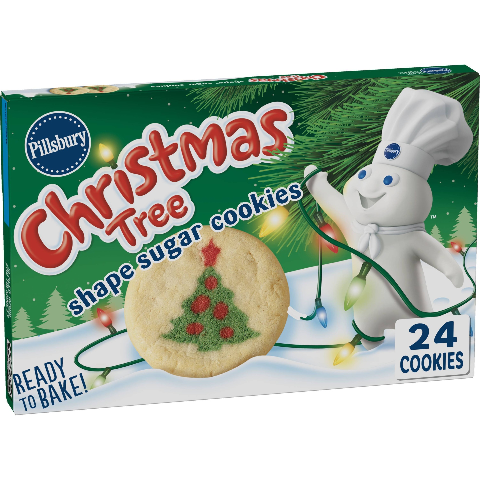 slide 1 of 1, Pillsbury Ready To Bake! Christmas Tree Shape Sugar Cookies, 11 oz