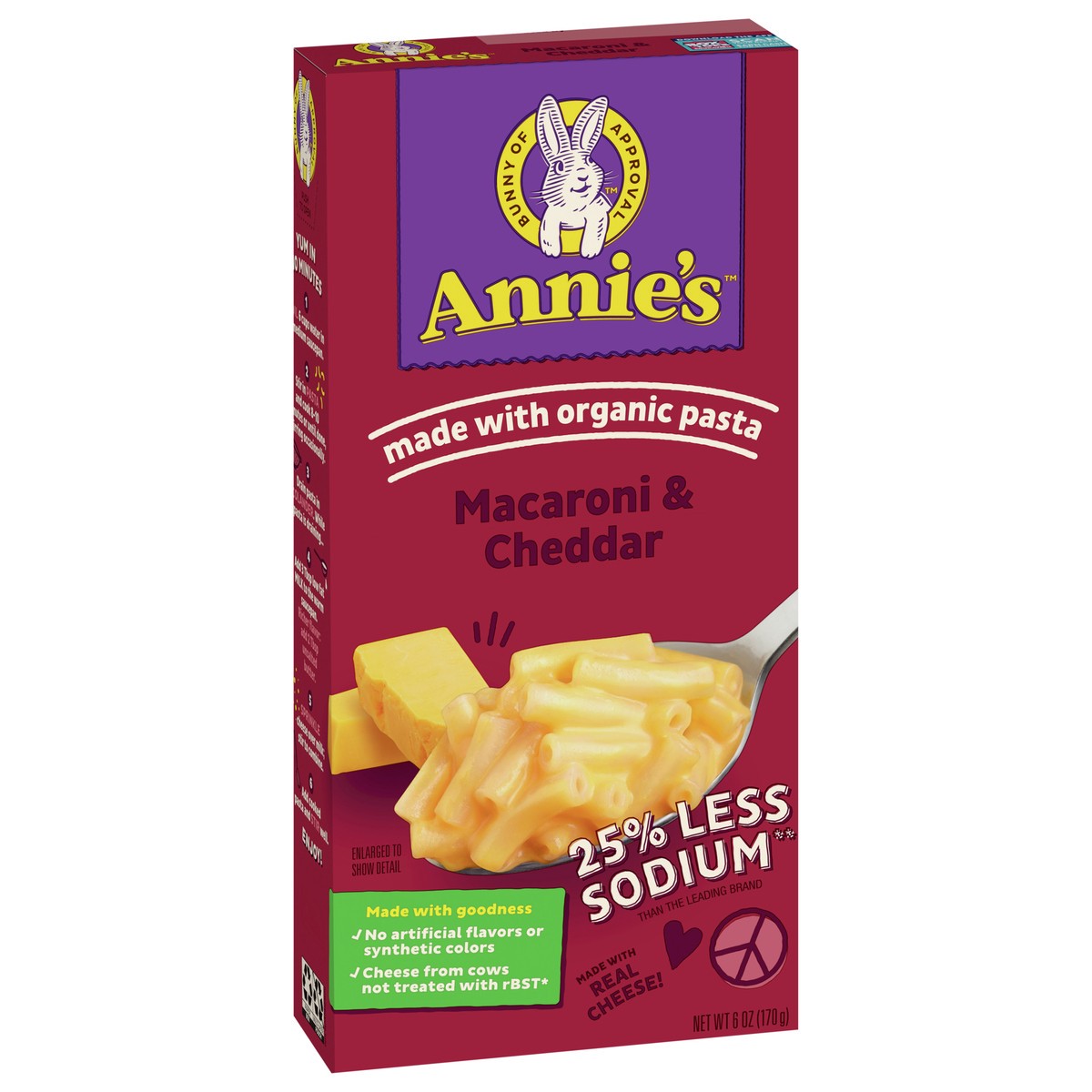 slide 6 of 9, Annie's Annie''s Reduced Sodium Cheddar Macaroni & Cheese Dinner with Organic Pasta, 6 OZ, 6 oz