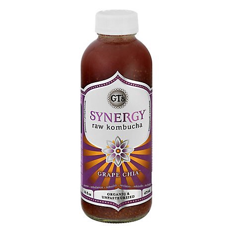 slide 1 of 1, GT's GTs Enlightened Kombucha Organic & Raw Grape Chia- 16 fl oz, 16 fl oz