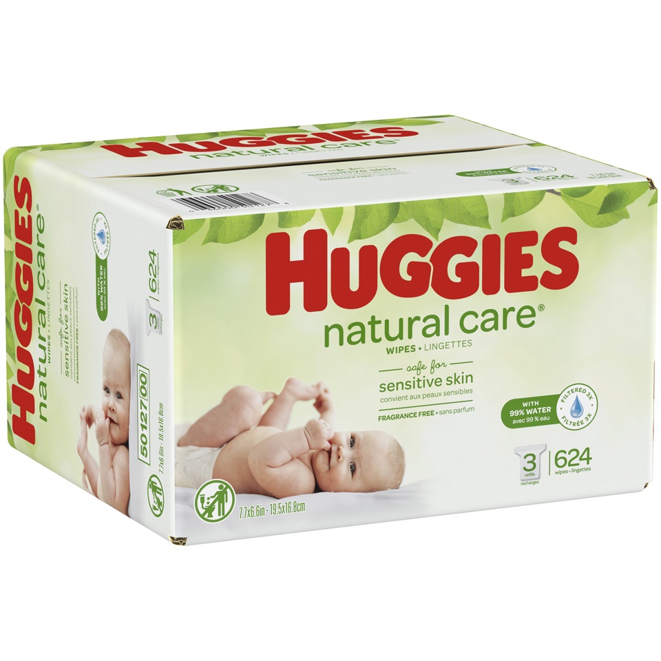slide 2 of 3, Huggies Natural Care Fragrance Free Wipes Refill Pack, 624 ct