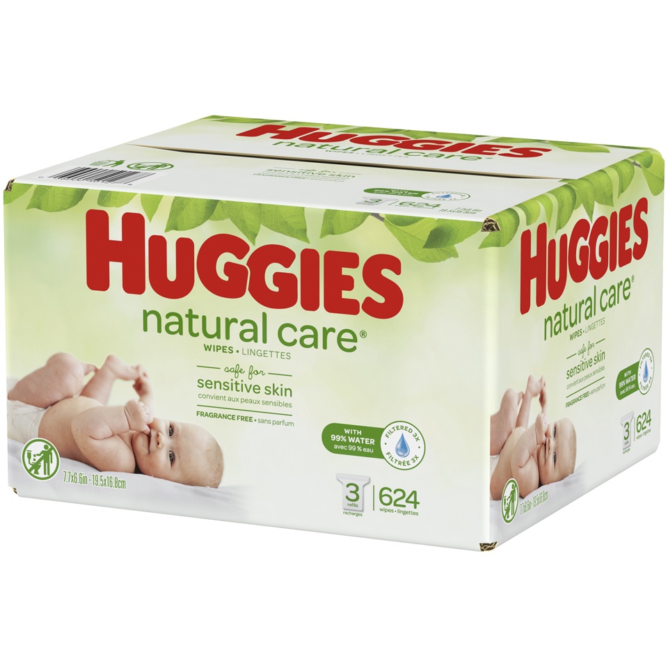 slide 3 of 3, Huggies Natural Care Fragrance Free Wipes Refill Pack, 624 ct