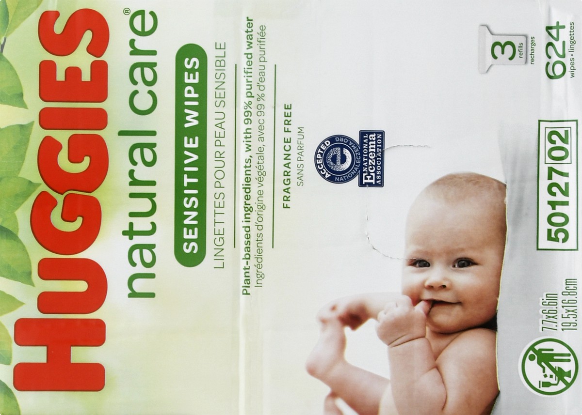 slide 6 of 9, Huggies Natural Care Fragrance Free Wipes Refill Pack, 624 ct