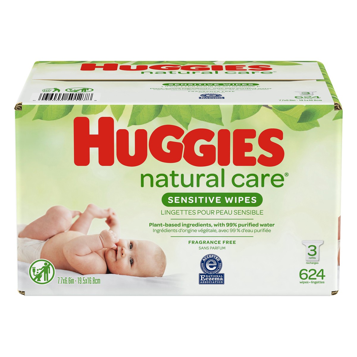 slide 1 of 9, Huggies Natural Care Fragrance Free Wipes Refill Pack, 624 ct