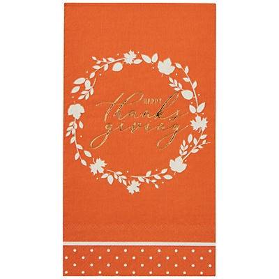 slide 1 of 1, Destination Holiday Orange Happy Thanksgiving Beverage Napkins, 16 ct