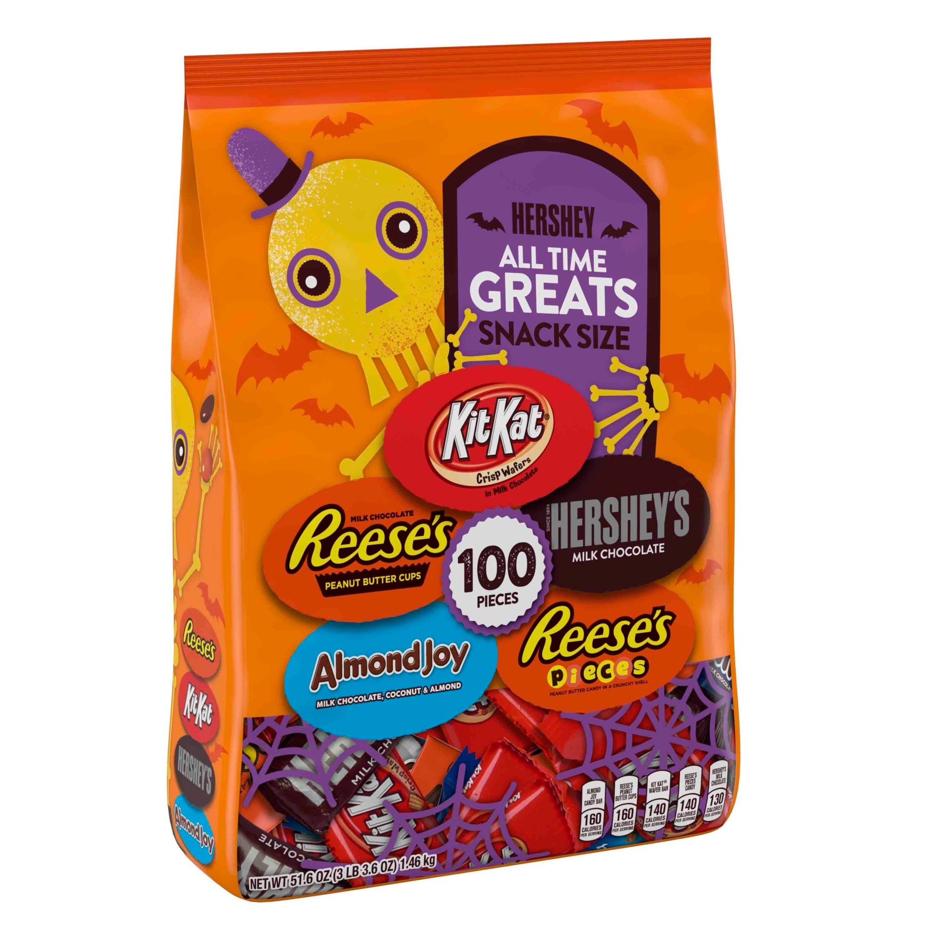 slide 1 of 6, Hershey's All Time Greats Snack Size Halloween Assortment, 100 ct