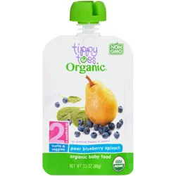 Tippy Toes Organic 2 (6 Months & Up) Pear Blueberry Spinach Baby Food 3.5 oz