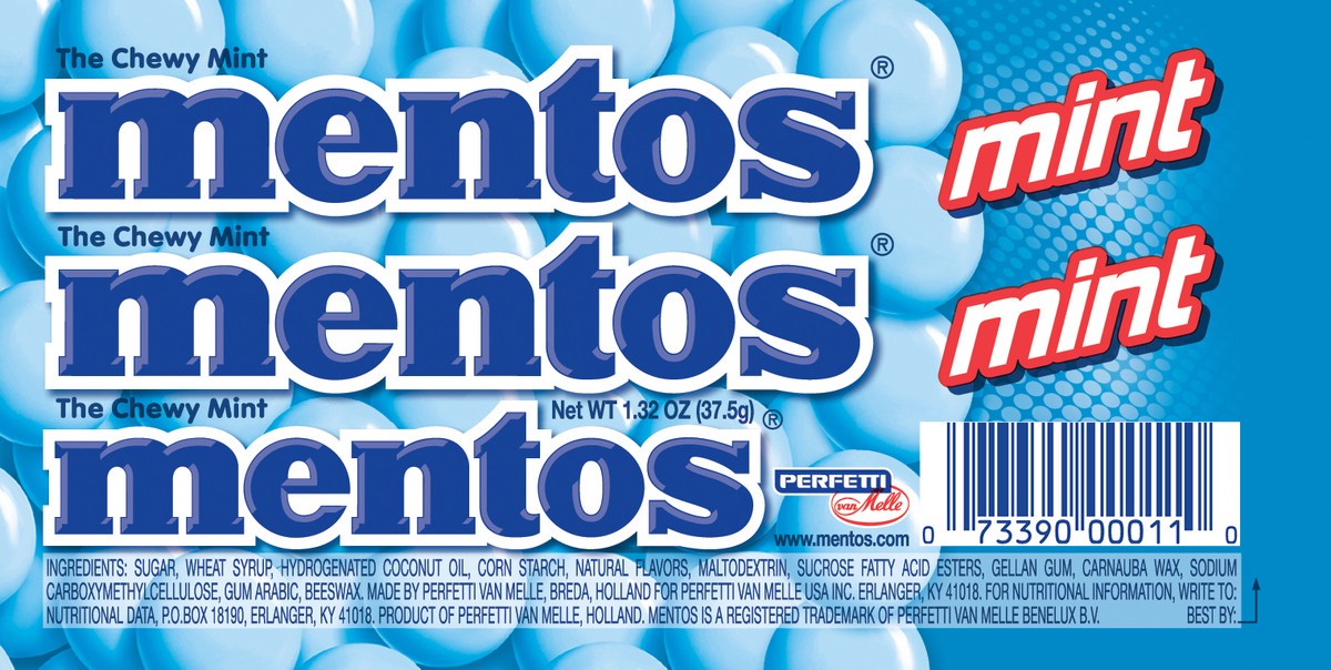 slide 7 of 7, Mentos Chewy Mint Flavored Candy Roll, 1.32 oz
