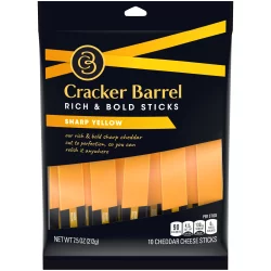 Cracker Barrel Rich & Bold Sharp Yellow Cheddar Cheese Snacks Sticks