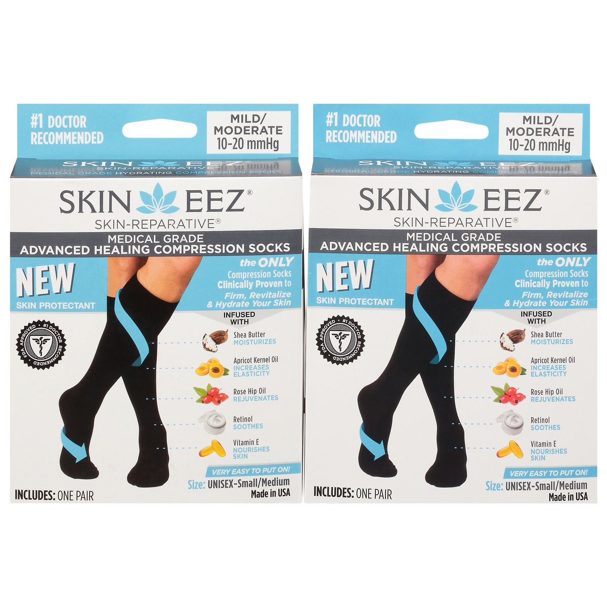 slide 1 of 1, SKINEEZ Unisex Unisex Small/Medium Medical Grade Advance Healing Compression Socks 2 pr, Sm-Med