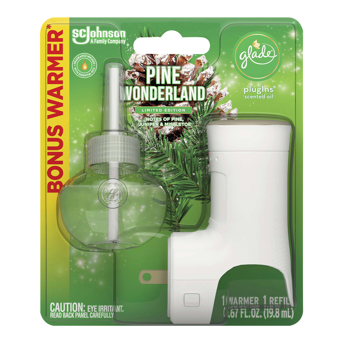 slide 1 of 1, Glade Limited Edition Pine Wonderland Scented Plug-In Oil Warmer, 0.67 fl oz