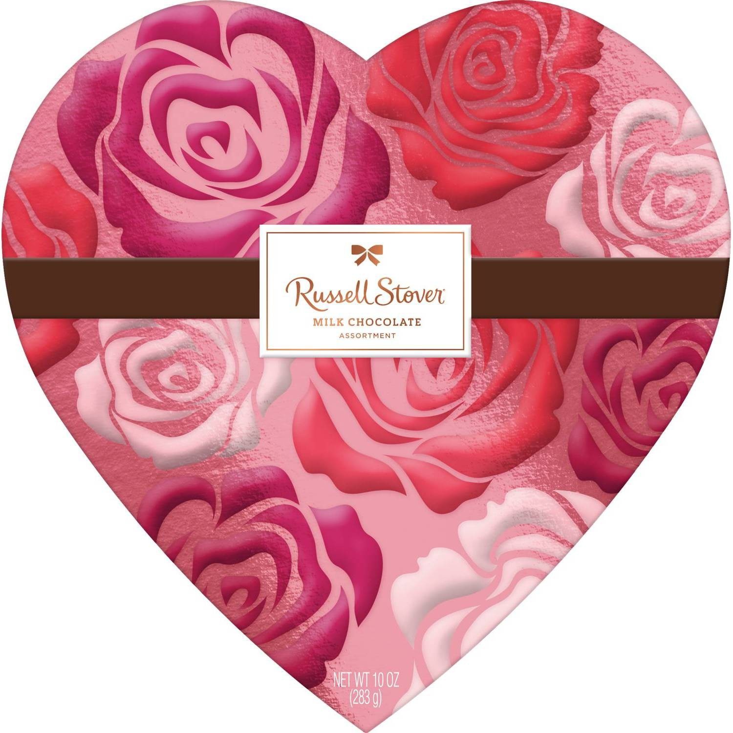 slide 1 of 1, Russell Stover Assorted Milk Chocolate Floral Heart Shape Valentine Gift Box, 10 oz