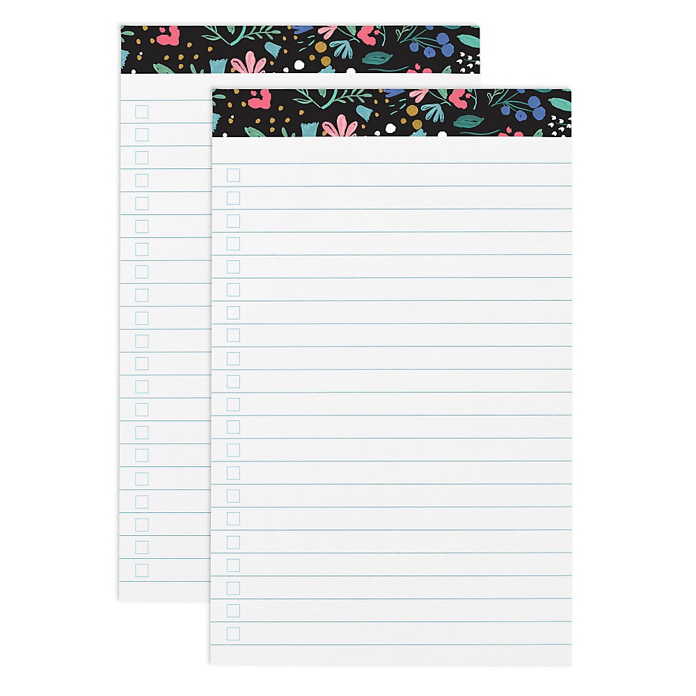 slide 1 of 1, Office Depot Brand Fashion Legal Note Pads, 5'' X 8'', Wide Rule, 100 Pages (50 Sheets), Floral, Pack Of 2, 2 ct