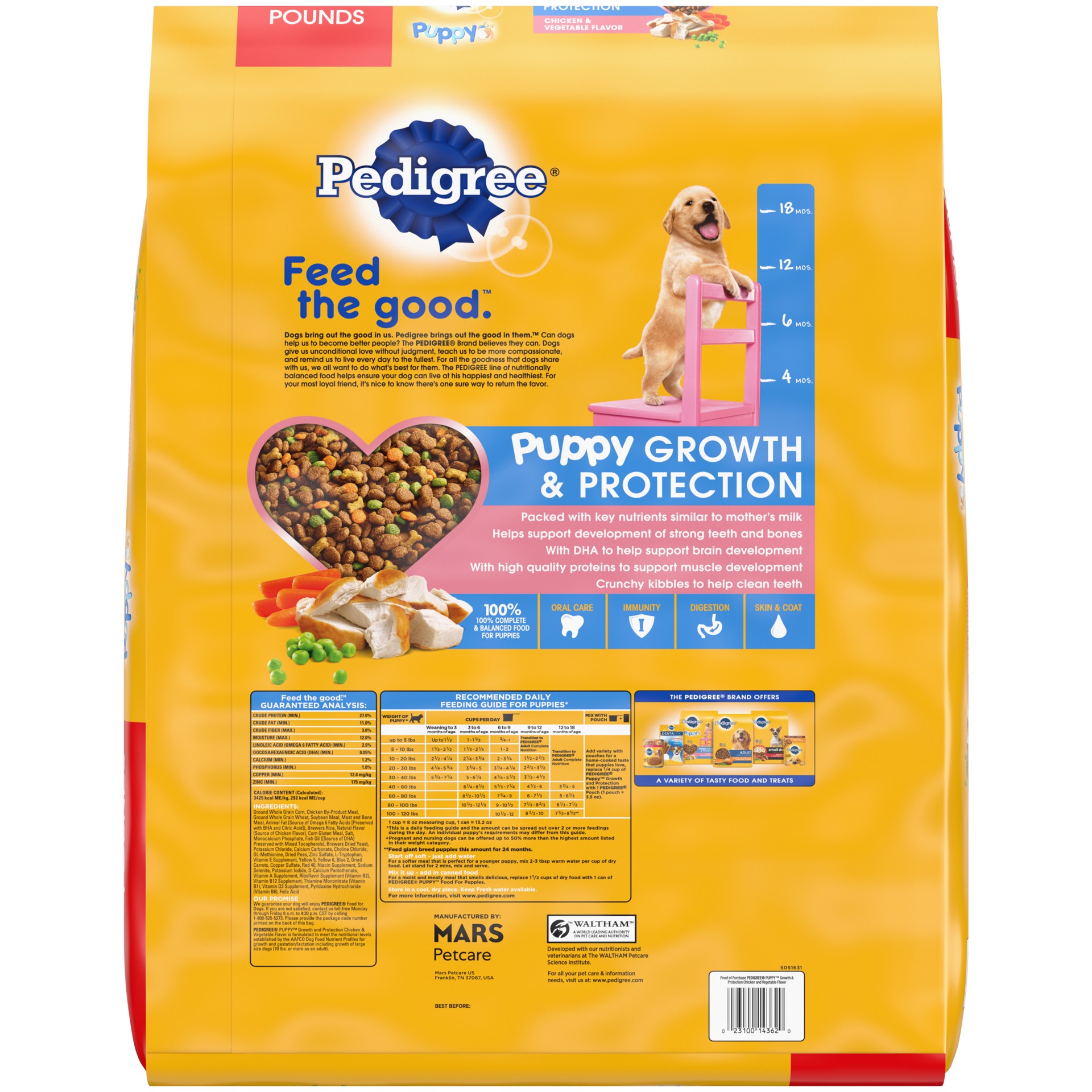 slide 2 of 7, Pedigree Puppy Growth & Protection Dry Dog Food Chicken & Vegetable Flavor, 30 lb