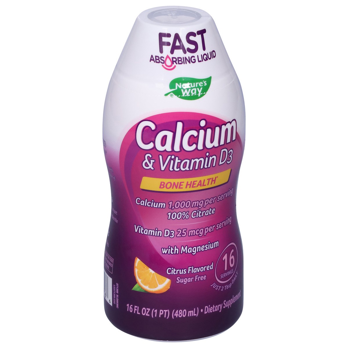 slide 2 of 9, Nature's Way Calcium & Vitamin D3 Supplement, 16 Ounces (480 mL), Citrus Flavored, 16 fl oz