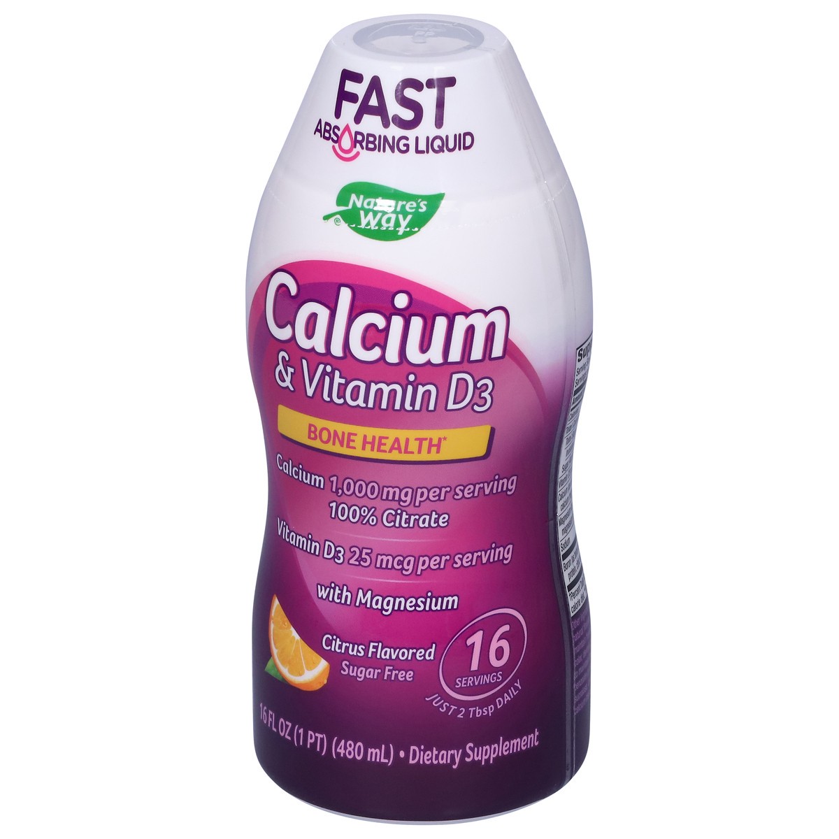 slide 3 of 9, Nature's Way Calcium & Vitamin D3 Supplement, 16 Ounces (480 mL), Citrus Flavored, 16 fl oz