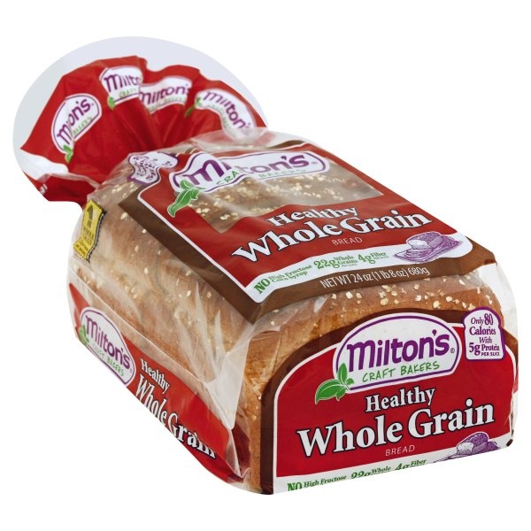 slide 1 of 1, Milton's Bread, Healthy Whole Grain, 24 oz