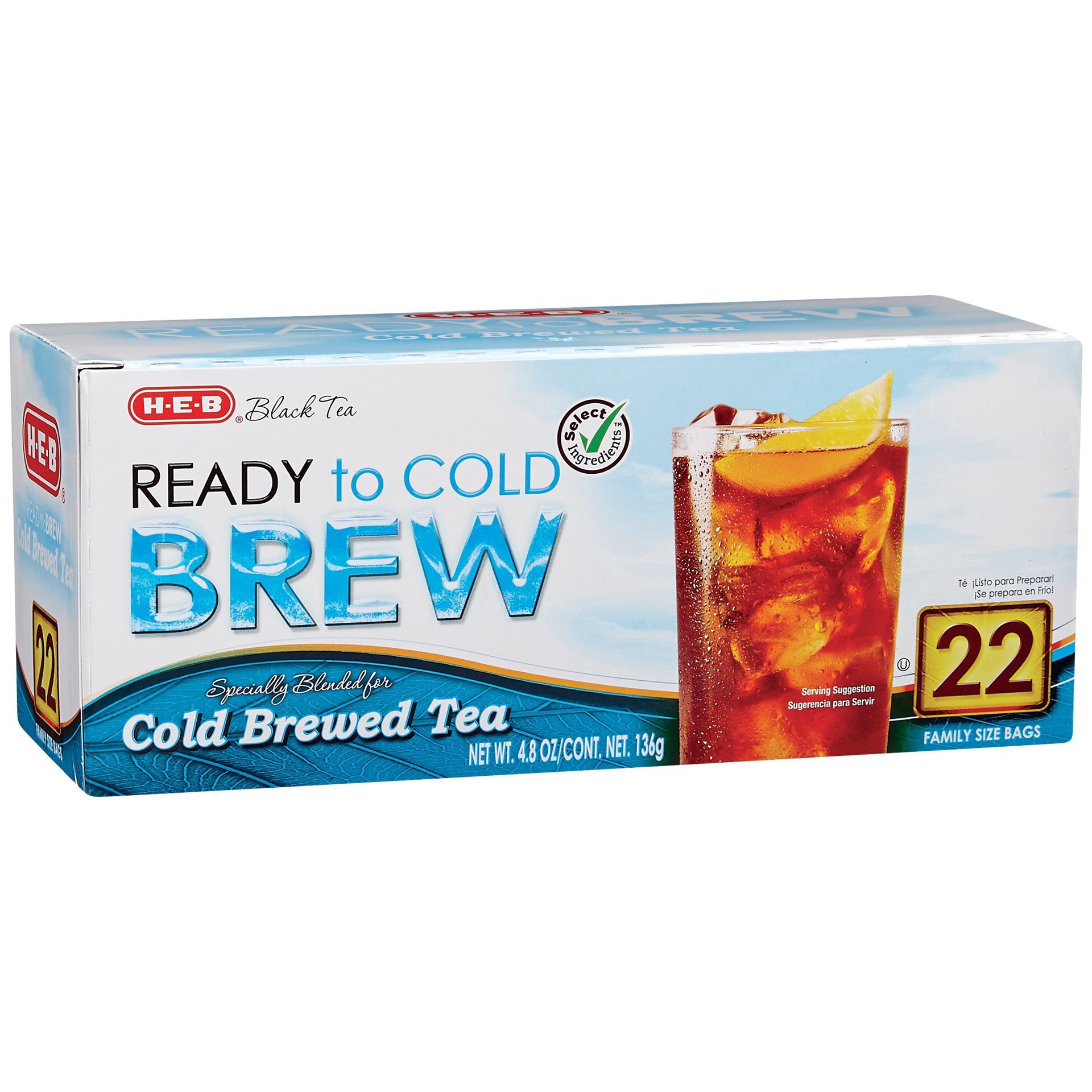 slide 1 of 1, H-E-B Cold Brewed Ready To Brew Family Size Tea Bags - 22 ct, 22 ct