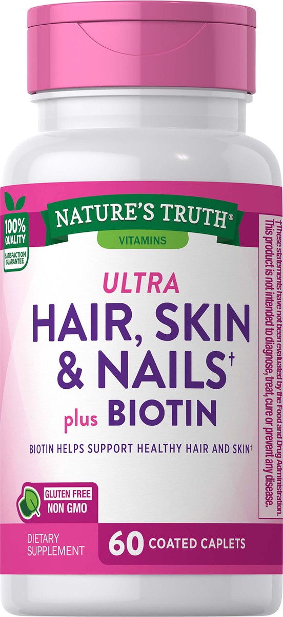 slide 2 of 5, Nature's Truth Ultra Hair, Skin & Nails* plus Biotin, 60 ct