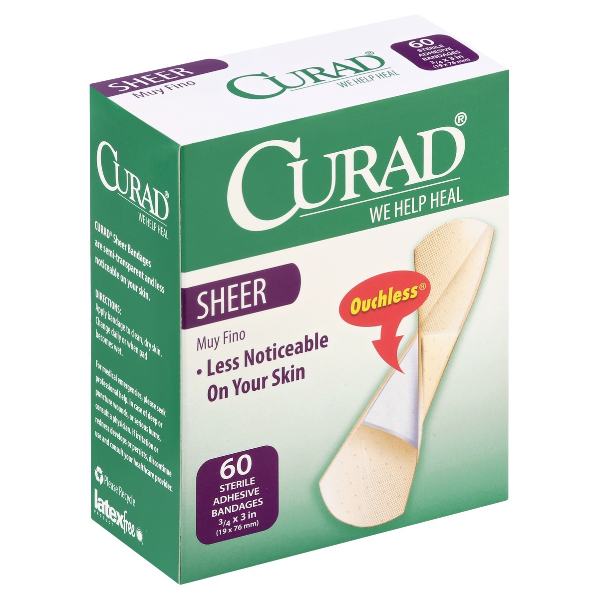 slide 4 of 5, CURAD Bandages, Sterile, Adhesive, Sheer, 60 Each, 60 ct