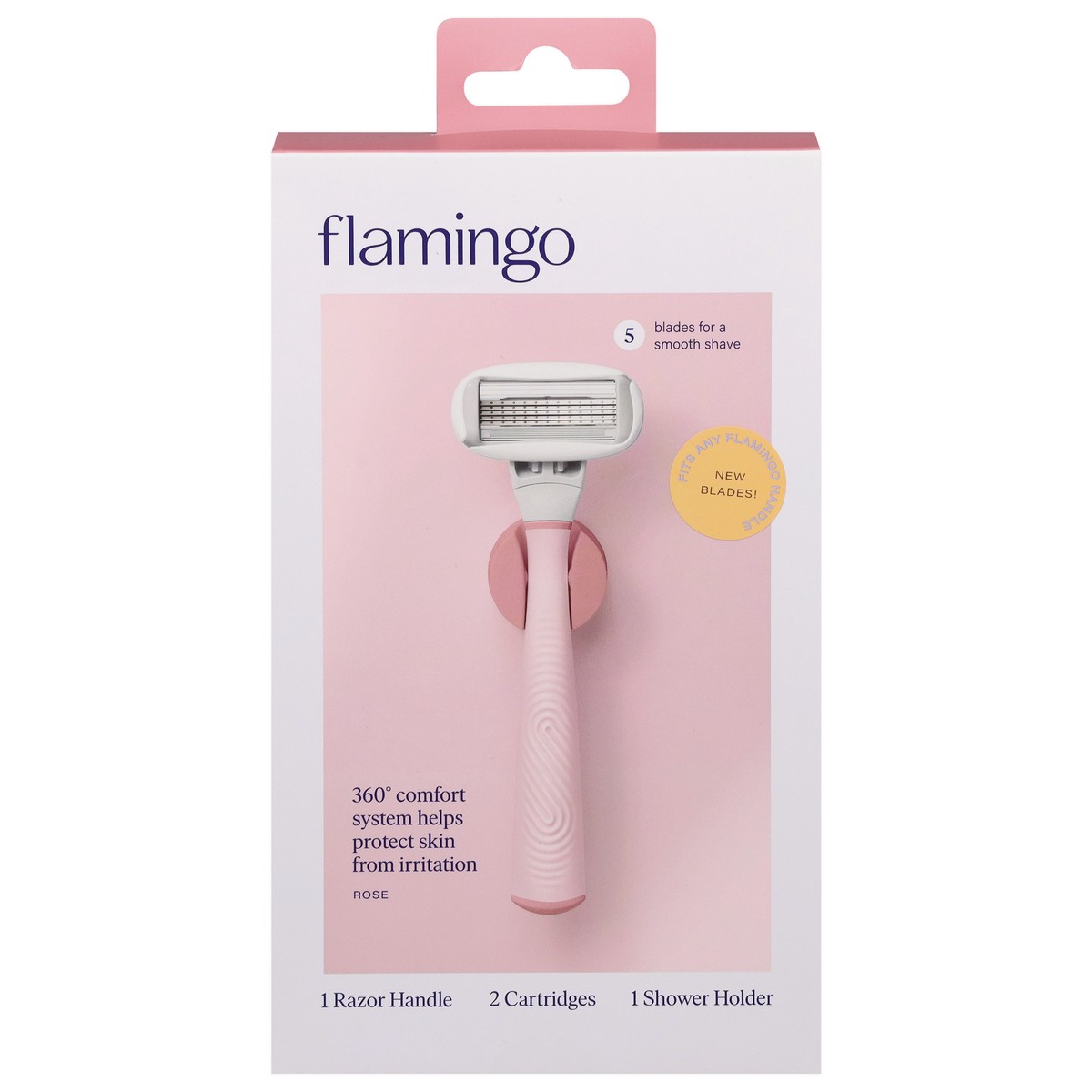 slide 1 of 1, Flamingo Rose 5 Blades Shaving Kit 4 Pieces 1 ea, 1 ct