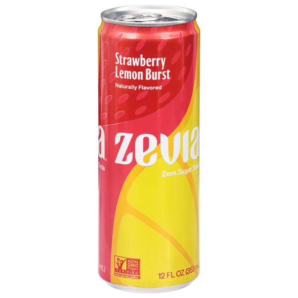 slide 1 of 1, Zevia Zero Sugar Strawberry Lemon Burst Soda 12 fl oz, 12 fl oz