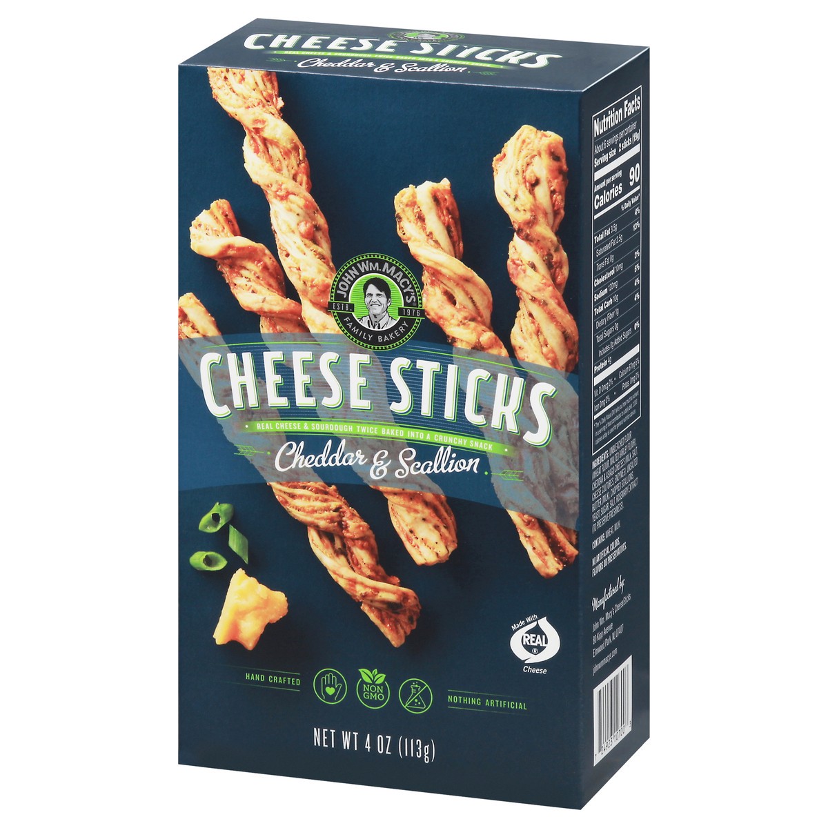 slide 6 of 9, John Wm. Macy's Cheddar Scallion Cheese Sticks, 4 oz