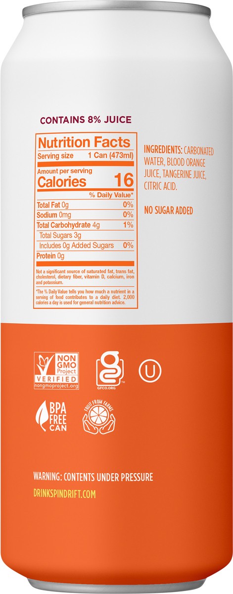 slide 3 of 4, Spindrift Blood Orange Tangerine Sparkling Water Can - 16 fl oz, 16 fl oz