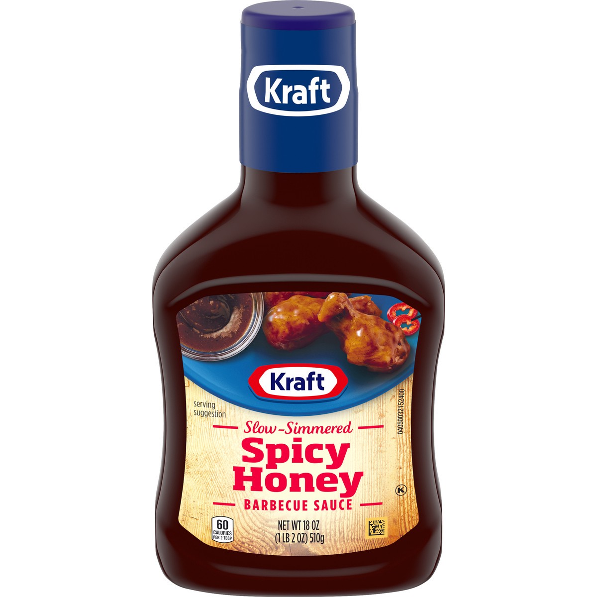 slide 1 of 9, Kraft Spicy Honey Slow-Simmered Barbecue Sauce, 18 oz Bottle, 18 oz