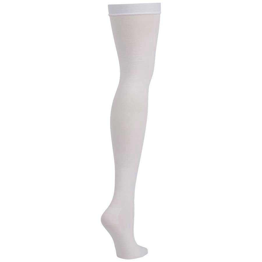 slide 1 of 3, Walgreens Anti-Embolism Stockings Thigh High White, l 1pair