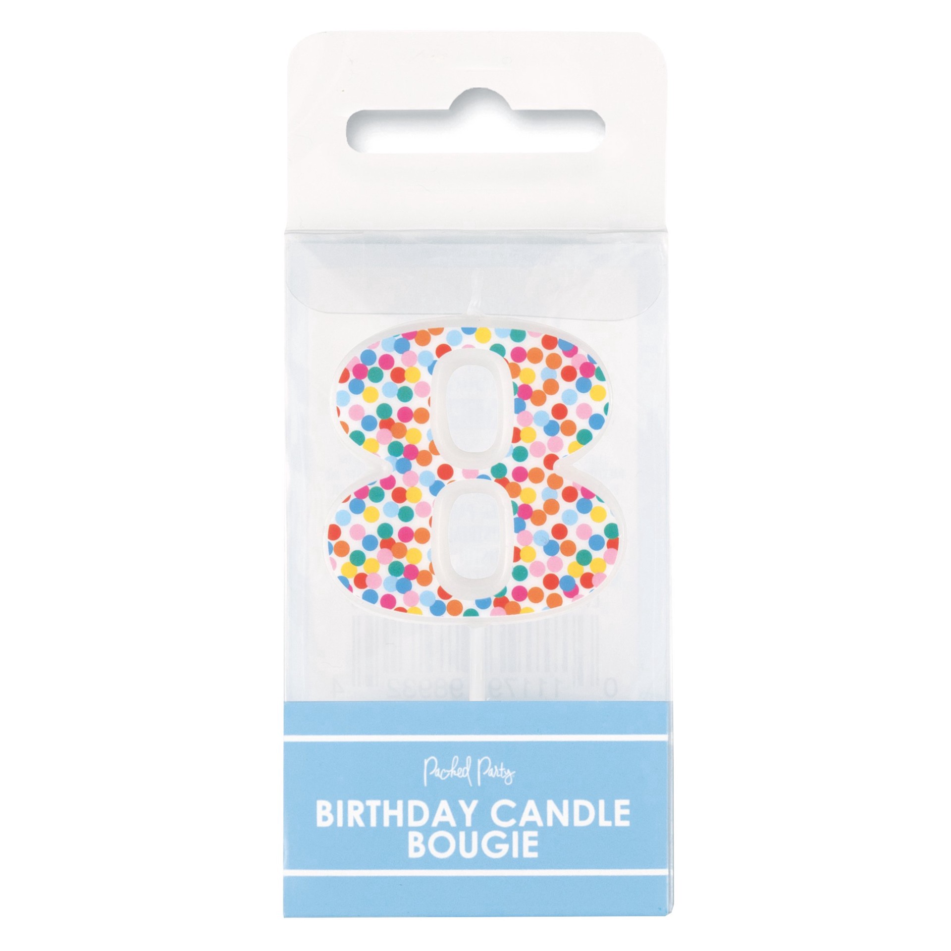 slide 1 of 1, Packed Party Number 8 Confetti Birthday Candle, 1 ct