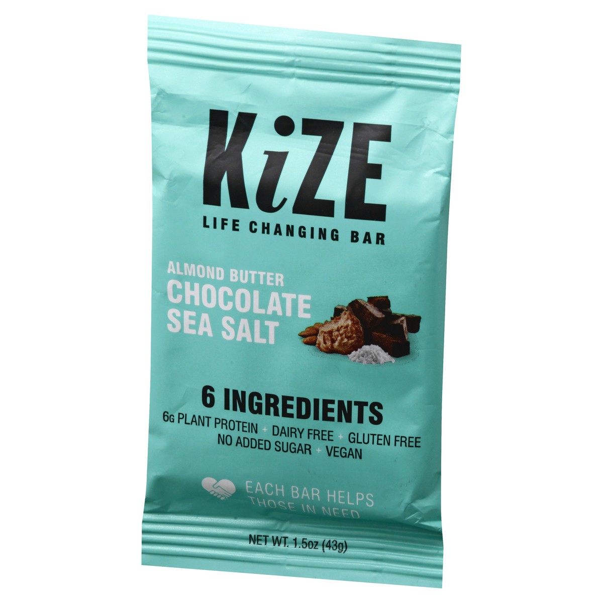 slide 4 of 9, KiZE Almond Butter Chocolate Sea Salt Energy Bar 1.5 oz, 1.5 oz