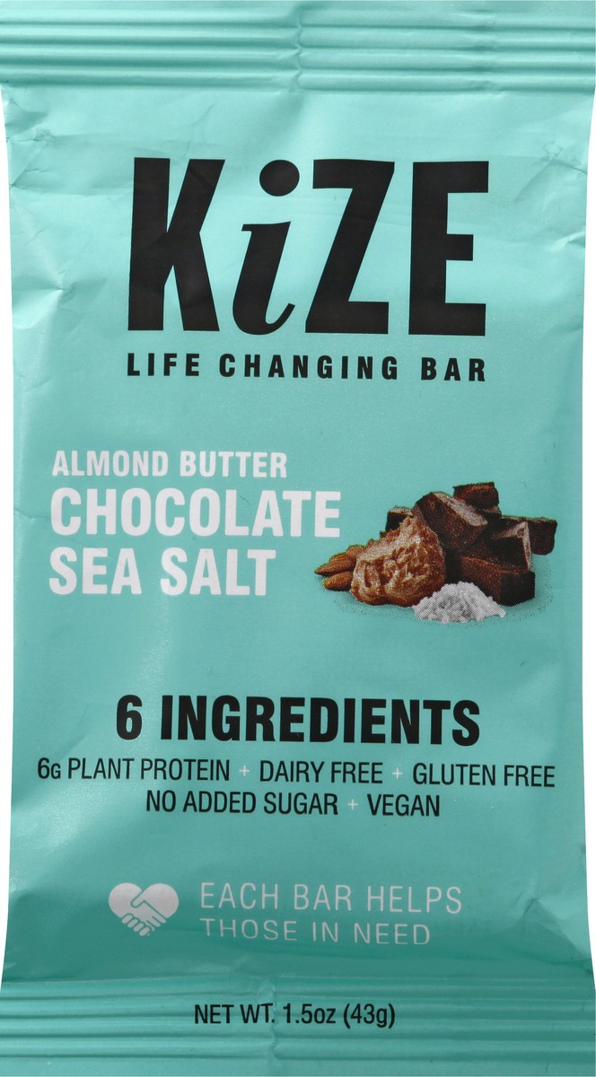 slide 7 of 9, KiZE Almond Butter Chocolate Sea Salt Energy Bar 1.5 oz, 1.5 oz