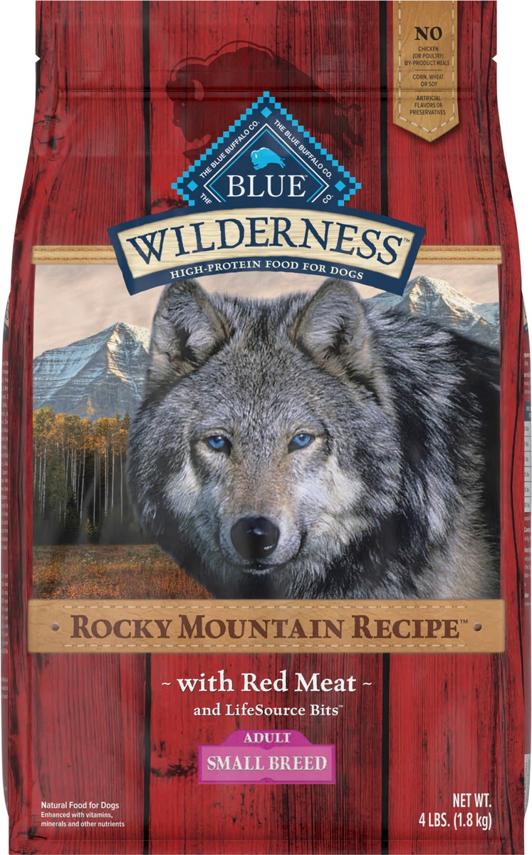 slide 7 of 11, Blue Buffalo Wilderness Rocky Mountain Recipe High Protein, Natural Adult Small Breed Dry Dog Food, Red Meat 4-lb, 4 lb