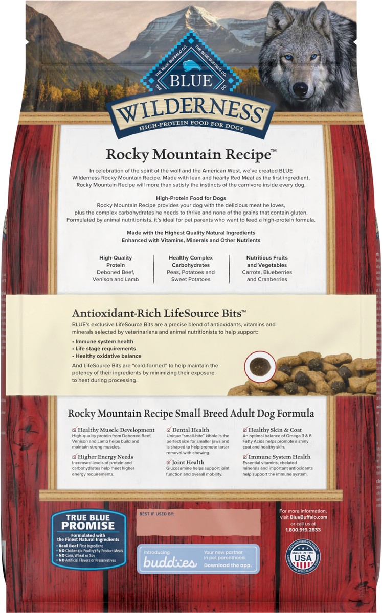 slide 2 of 11, Blue Buffalo Wilderness Rocky Mountain Recipe High Protein, Natural Adult Small Breed Dry Dog Food, Red Meat 4-lb, 4 lb