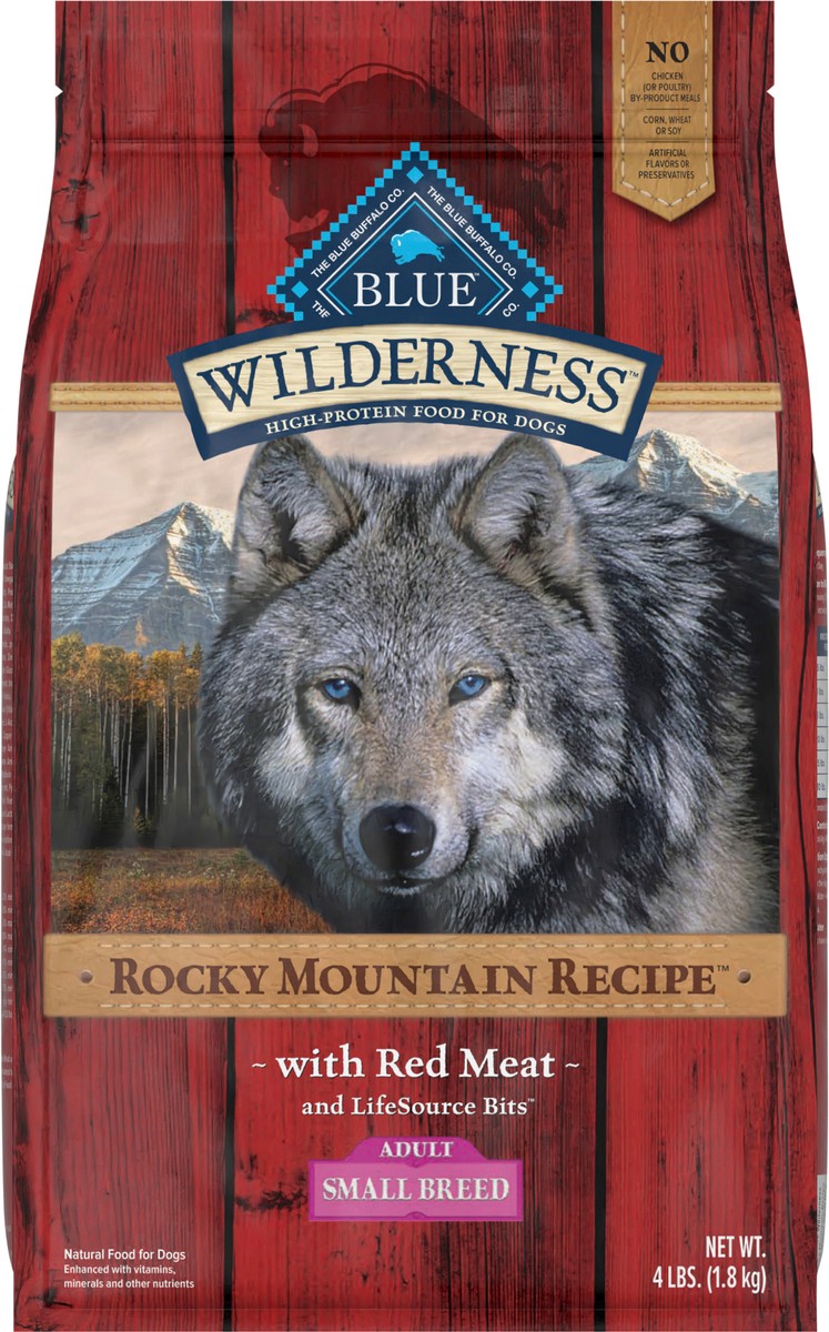 slide 8 of 11, Blue Buffalo Wilderness Rocky Mountain Recipe High Protein, Natural Adult Small Breed Dry Dog Food, Red Meat 4-lb, 4 lb