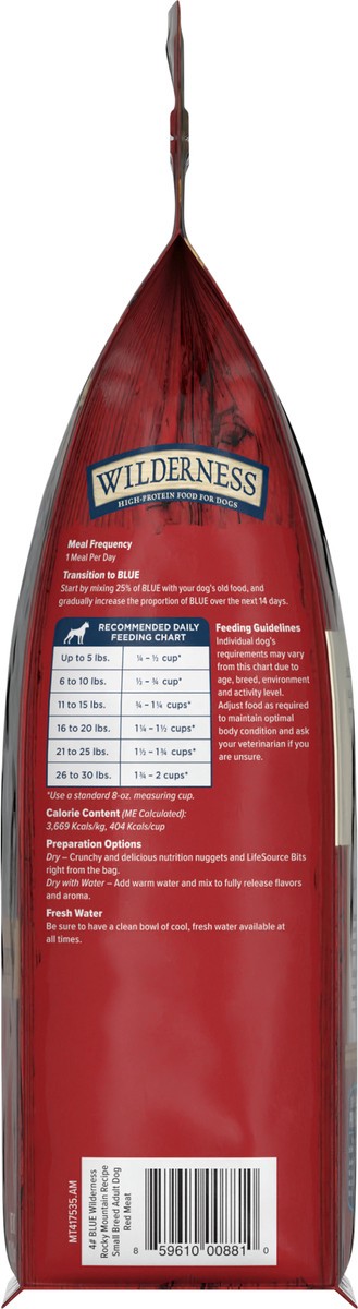 slide 10 of 11, Blue Buffalo Wilderness Rocky Mountain Recipe High Protein, Natural Adult Small Breed Dry Dog Food, Red Meat 4-lb, 4 lb