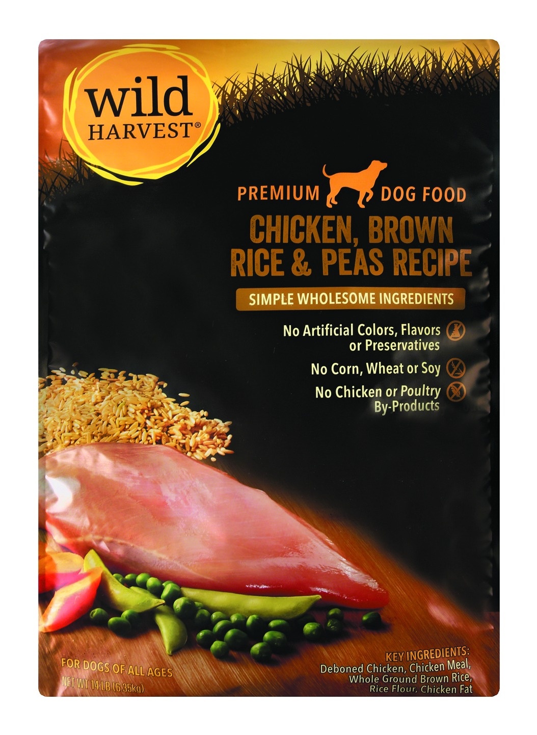 slide 1 of 1, Wild Harvest Wild Harv Dog Food Dry Chic/Brwrice/, 14 lb