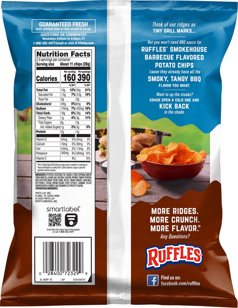 slide 2 of 3, Ruffles Potato Chips Smokehouse Barbecue Flavored 2 1/2 Oz , 2.5 oz