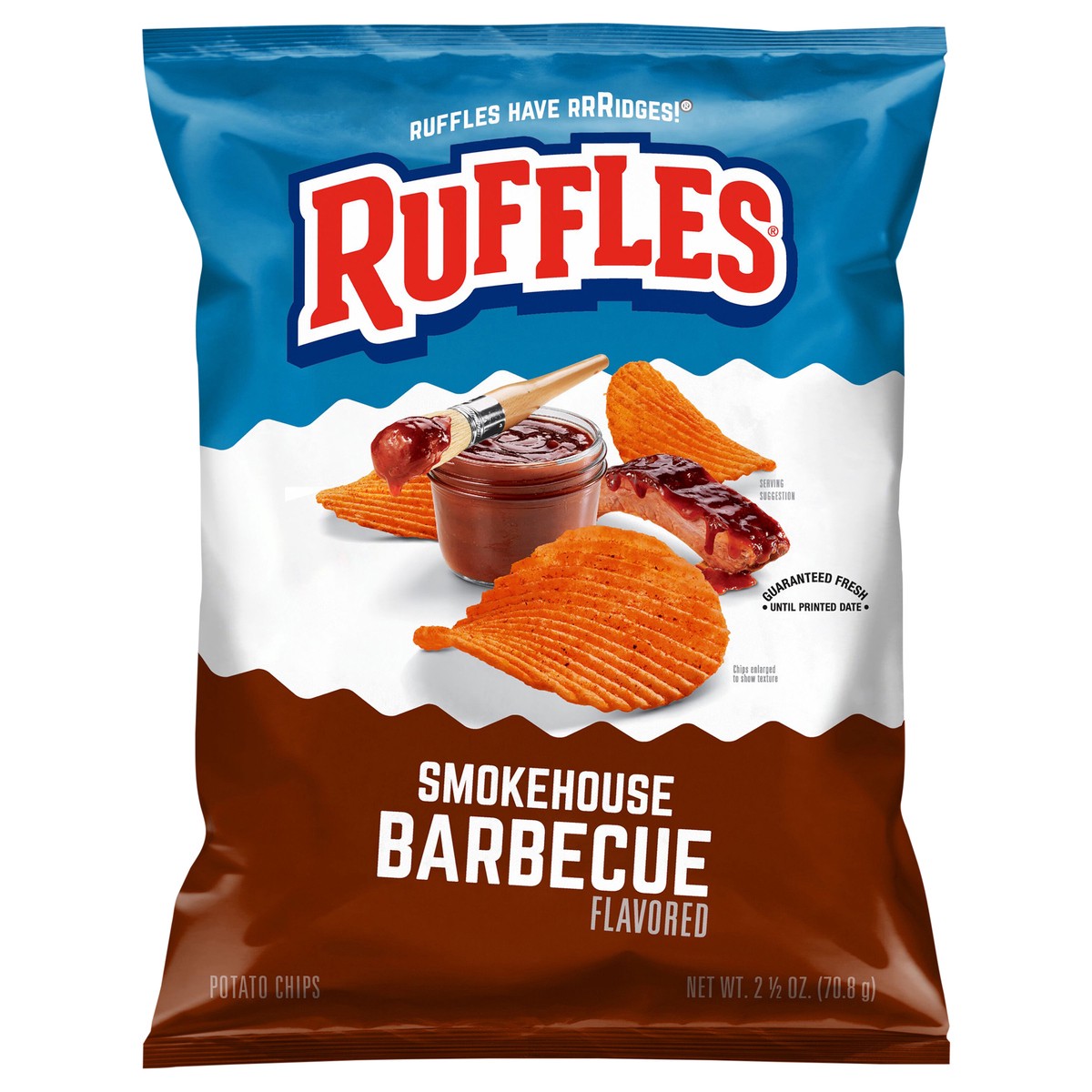 slide 1 of 3, Ruffles Potato Chips Smokehouse Barbecue Flavored 2 1/2 Oz , 2.5 oz