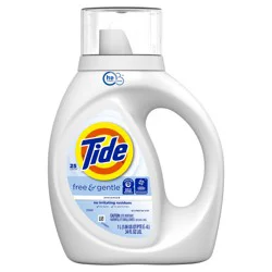 Tide Free & Gentle Liquid Laundry Detergent, 25 Loads, 34 fl oz, Tide Laundry Detergent, Clean Laundry Detergent