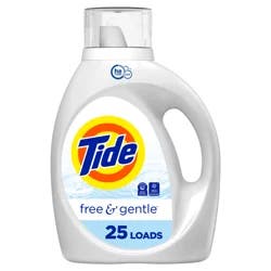 Tide Free & Gentle Liquid Laundry Detergent, 25 Loads, 34 fl oz, Tide Laundry Detergent, Clean Laundry Detergent