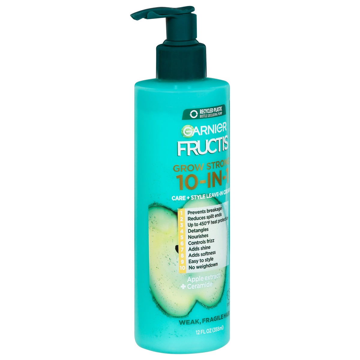 slide 2 of 12, Garnier Grow Strong 10-in-1 Apple Extract + Ceramide Care + Style Leave-In Cream 12 fl oz, 12 fl oz