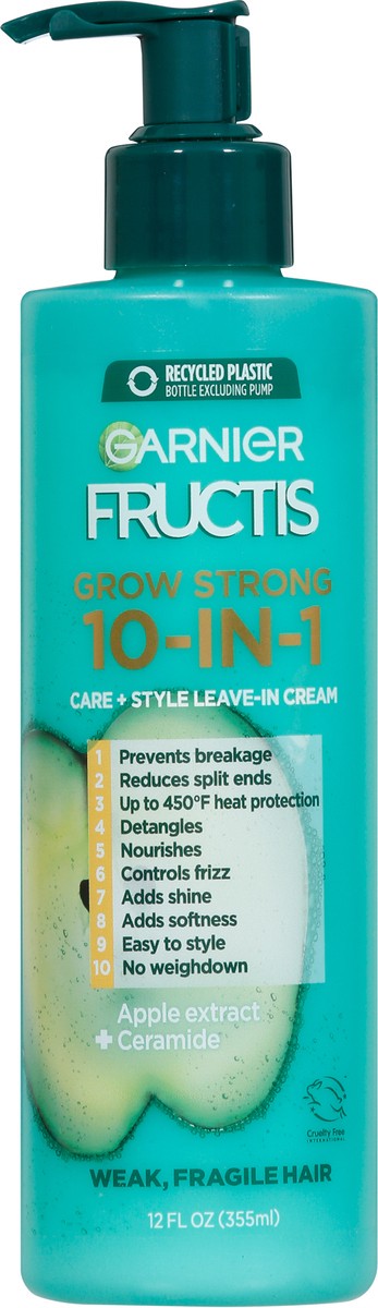 slide 11 of 12, Garnier Grow Strong 10-in-1 Apple Extract + Ceramide Care + Style Leave-In Cream 12 fl oz, 12 fl oz
