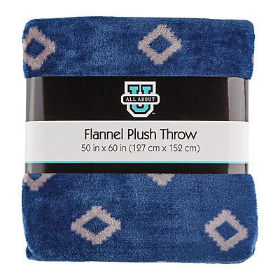 slide 1 of 1, All About U Flannel Plush Throw Diamond, 50 in x 60 in