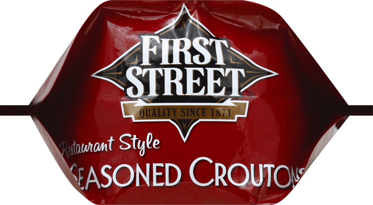 slide 3 of 6, First Street Seasoned Croutons, 24 oz