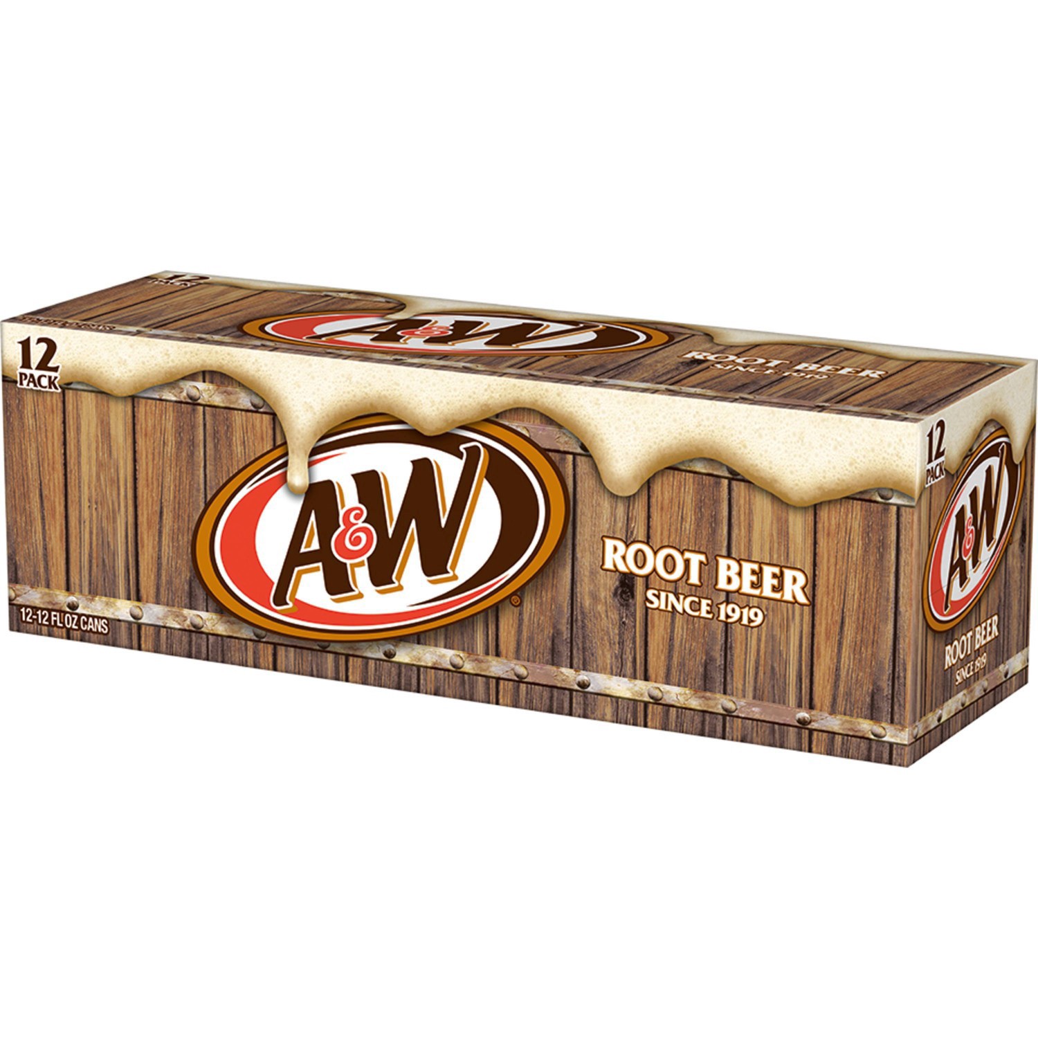 slide 6 of 7, A&W Root Beer Soda, 12 fl oz cans, 12 pack, 12 ct