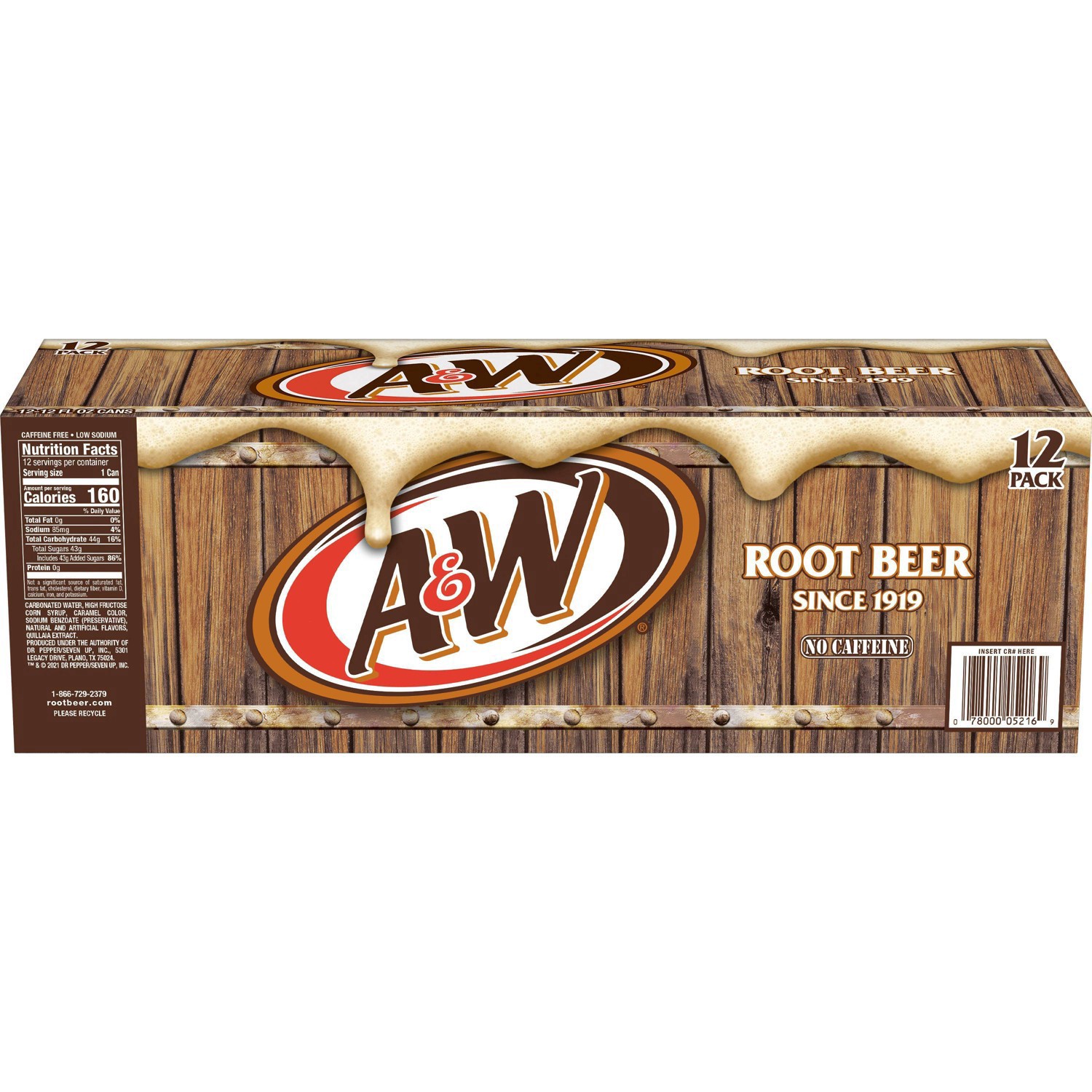 slide 7 of 7, A&W Root Beer Soda, 12 fl oz cans, 12 pack, 12 ct