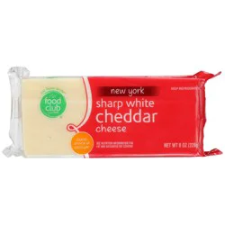 Food Club New York Sharp White Cheddar Cheese 8 oz