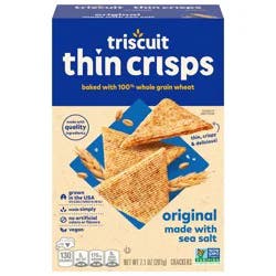 Triscuit Thin Crisps Original Whole Grain Wheat Crackers, Vegan Snacks, Snack Crackers, 7.1 oz